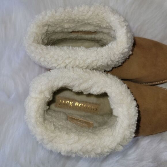 New Jack Rogers Stella Oak Suede Sherpa Winter Heeled Booties Size 7 - Picture 5 of 9